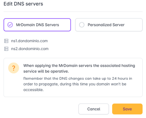 Domains section