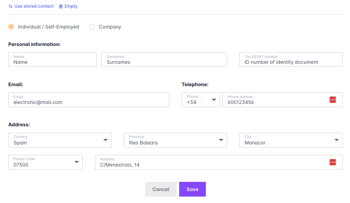 Contacts form