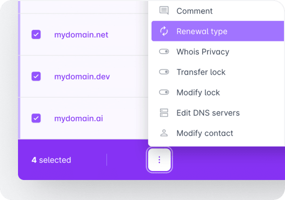 Change renewal type for domains