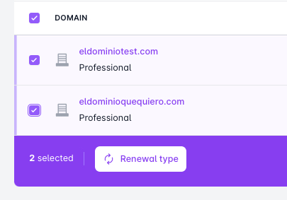 Change renewal type for hostings