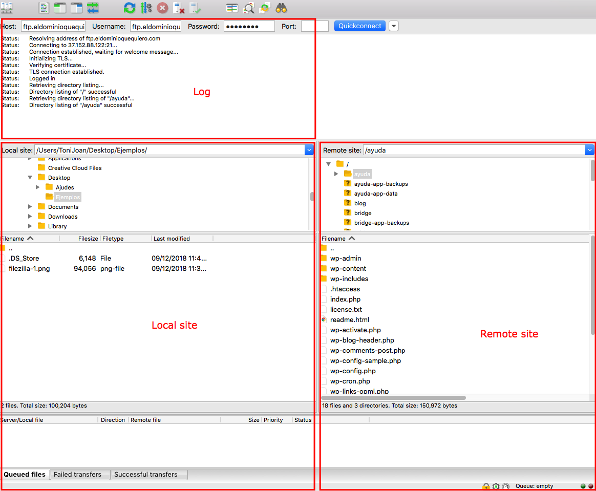 filezilla logs folder