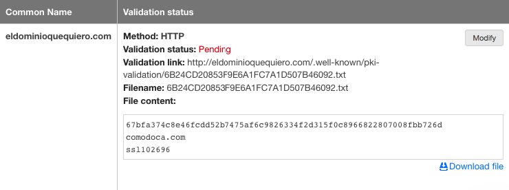 Selección de por HTTP de un SSL en DonDominio